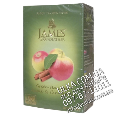 Чай зелёный листовой James Grandfather "Яблоко-корица", 100 гр. карт.