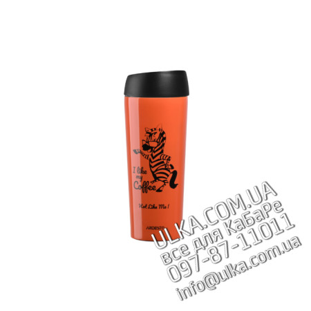 Термокружка Ardesto Coffee time Zebra 450 мл, оранжевый, нержавеющая сталь