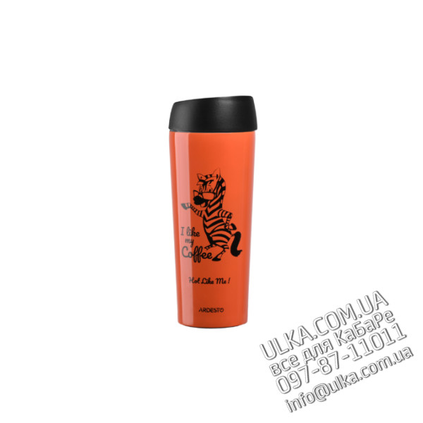 Термокружка Ardesto Coffee time Zebra 450 мл, оранжевый, нержавеющая сталь